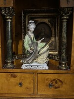 Ritka gyűjtői darab: Eredeti 23 cm-es Herendi „Tükrös Gésa  porcelán figura tökéletes állapotban