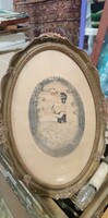 Antique Signed Print in Blondel Frame 552