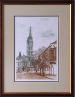 Gaal Domokos – Mátyás-templom – eredeti rézkarc, 38,5 × 26 cm