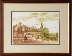 Gaal Domokos – Walk in the Castle – original copper engraving, 26 × 38.5 cm