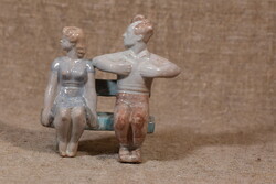 Kerámia szerelmes pár figura Magyarország 1940-es évek