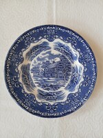Angol, jelenetes kék-fehér W.H. Grindley kistányér. English Country Inns, 20 cm, hibátlan