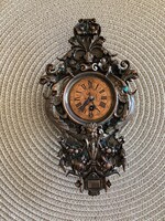 Antique Small Copper, Key Wound, Rococo Wall Clock