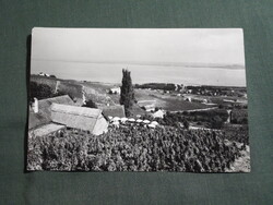 Képeslap,Badacsony,Kisfaludy ház,borozó,étterem,Balaton látkép részlet, 1962-