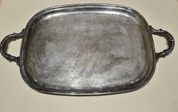 Large Silver-Plated Antique Tray 58 x 34 cm