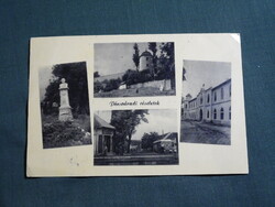 Postcard, Pécsvárad, Kossuth Statue, Town Hall, Vár Street, Shop, Bus, Vár View, Detail, 1955