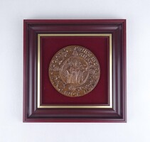 2B573 Szent István király keretezett bronz plakett 22 x 22 cm