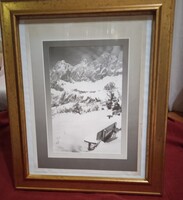 Winter Photograph in Wooden Frame, 22 x 34 cm