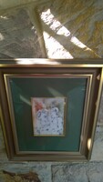 Jurcsák L: Wedding-Lovers backlit film fine line drawing, tasteful frame-mount 44x37 cm