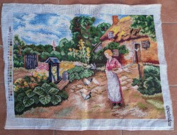 Gobelin ( galambokat etető nő ) 50 x 70 cm