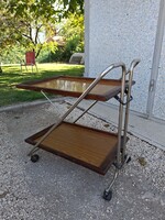 Retro, összecsukható zsúrkocsi, zsúrasztal, asztal