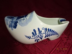 Kézi festésű holland porcelán  papucs, hamutál. Hossza 14 cm. Vanneki!