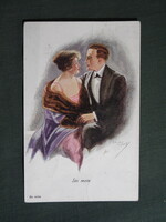 Postcard, Chicky Spark Graphic, Art, Man, Woman, Female Model, Authentic Clothing, Fashion, Romance, 1915