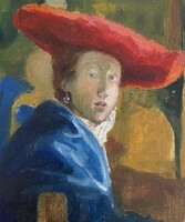 Gesztusszerű tanulmány másolat- Johannes Vermeer Leány vörös kalapban képe alapján