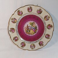 Gloria Fine Porcelain Rembrandt fali dísztányér, Fragonard jelenettel (Átmérő: 28,5 cm)