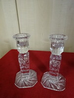 Crystal glass candle holder - marked with the VIOLETTA brand. Two pieces. Jókai