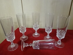 Ajka kristály fehérboros, talpas  pohár, hat darab, magassága 17 cm. Jókai