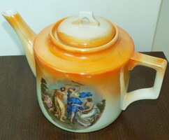 Zsolnay porcelán teás kanna, historizáló díszítéssel. Matricás, jelzett, hibátlan 24 cm