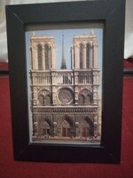 1970s Framed Postcard of Notre Dame Paris in New Black Frame 13 x 18 cm