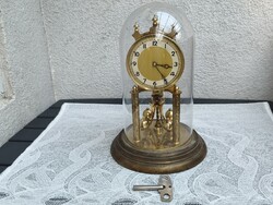 German glass-cased mechanical 400-day clock