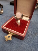 ART DECO STERLING 925 SILVER RING WITH REAL ROSE QUARTZ GEM! DESIGN MODEL