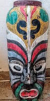 ,'Nagy arc' - festett, faragott fa maszk / indonéz kézműves munka/ kb. 50x20  cm