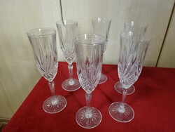 Ajka kristály, talpas pezsgős pohár, magassága 21,5 cm. Hat darab. Jókai