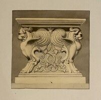 Akvarell festmény- Ókori római márvány asztalláb alapján (pompeji Cornelius Rufus házából)