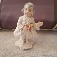 Ens Volkstedt porcelain boy with flower bouquet, Rosenkavalier, 12cm