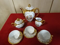 Bavaria német porcelán, három személyes kávéskészlet. Jelenetes képpel. Jókai