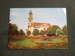 Képeslap,Kapuvár,Rk. templom látkép részlet, 1968-