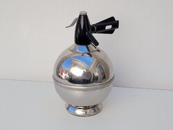 Vintage round metal soda siphon mid-century stainless siphon