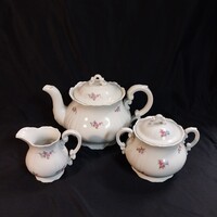 Antique Zsolnay Porcelain Tea/Coffee Set Part – Jug, Sugar Bowl, and Milk Jug with Wild Rose Design