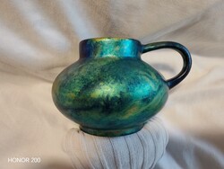 Hollóházi, antique, round-marked, enamel cup, jug, vessel. Collector's item.