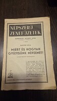 Bartók Béla: Miért és hogyan gyűjtsünk népzenét? (Eredeti 1936-os kiadás!) – Népszerű Zenefüzetek 5.