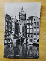 Régi lap, Hollandia, Amsterdam,Kolkje, legrégebi csatorna, a Vöröslámpás negyed szélén,1950 körüli