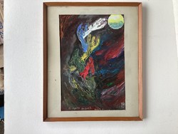 An abstract painting by Ferenc Kövesárki.