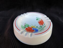Retro Vintage Kispesti Granite Porcelain Ashtray with Floral Pattern