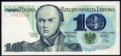 Lengyelország 10 zloty "Bem" UNC 1982