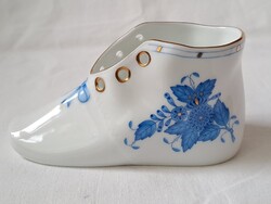1 Ft-ról! Ritka Herendi kék Apponyi mintás porcelán kiscipő