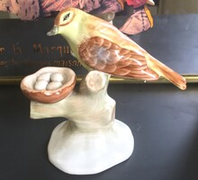 Aquincum Porcelain Bird Guarding Its Nest – Perfect Condition, Original Price Tag! Nipp