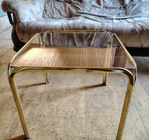 Vintage copper and smoked glass coffee table ('70s, Italian retro design)