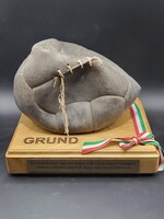 Special Hungarian sports relic – leather ball with national colored ribbon