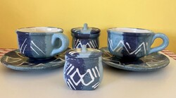 Hand-Painted Abstract Pattern Ceramic Breakfast Set for Two