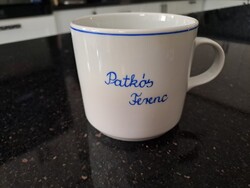 Retro Alföld porcelán házgyári bögre Patkós Ferenc felirattal