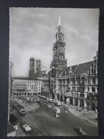 München, Németország – Marienplatz, városháza és Frauenkirche, kb. 1950-es évek