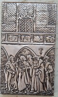 Sorszámozott, szignált művészeti tábla fém borítással 15 cm x 25 cm