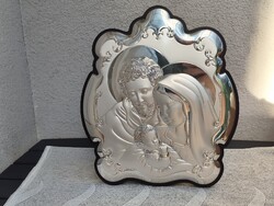 Large Signed 925 Silver Holy Picture by Hollóházi