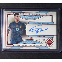 Cristian Romero 2022 Panini National Treasures Definitive Ink Ruby On Card Autograph /25 #DI-CRO