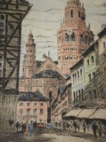(K) Olvashatatlan jelzés (20.sz.közepe) : Mainz, dóm